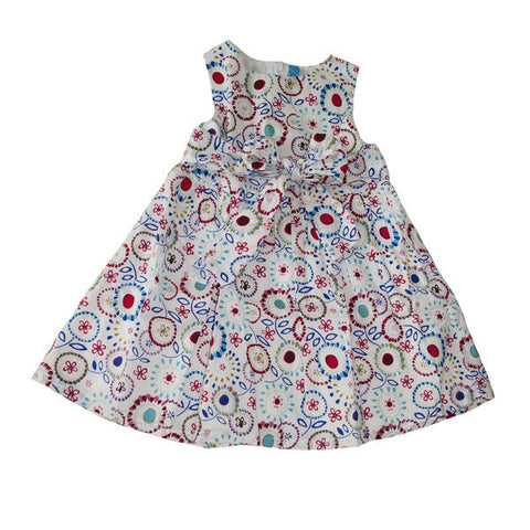 Dress -Blu Girls White/Flowers & bow BS13-038